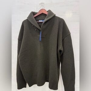 Polo Ralph Lauren OLIVE GREEN Wool & Cashmere Shawl Collar Sweater size 2XL $348